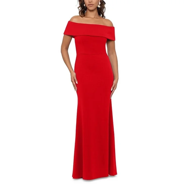 Betsy & Adam Women's Off The Shoulder Gown Red Size 4