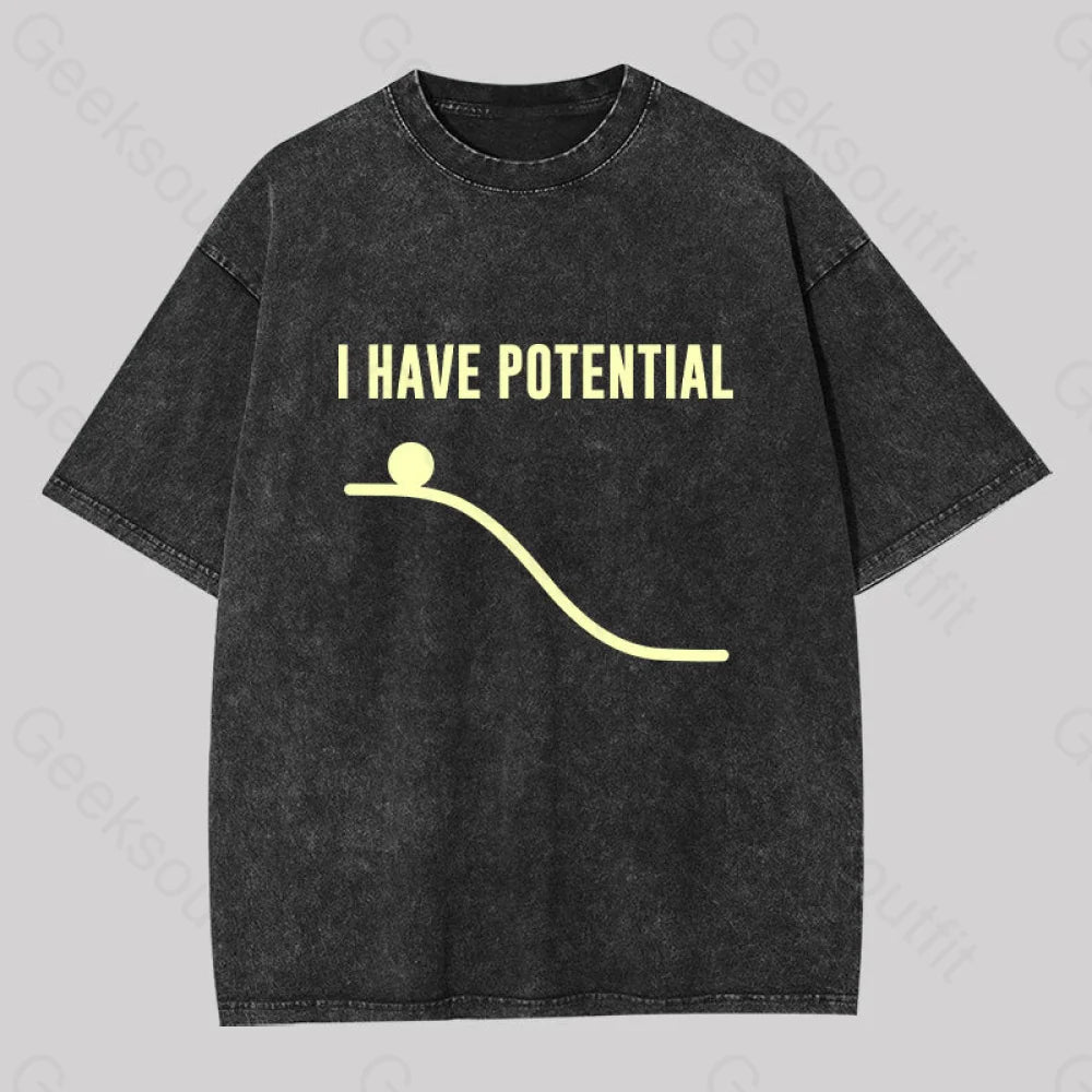 I Have Potential Energy Science Washed T-shirt