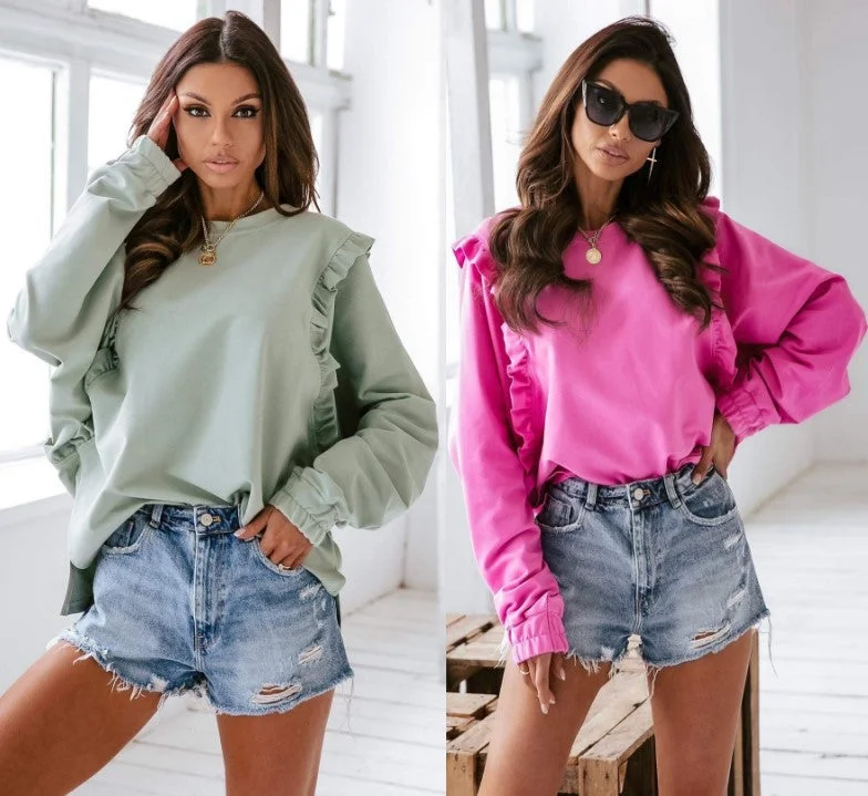 Autumn winter fashion loose long sleeved hoodie sweater for women