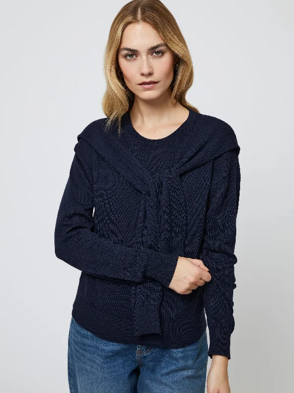 Cashmere Blend Tie Sweater