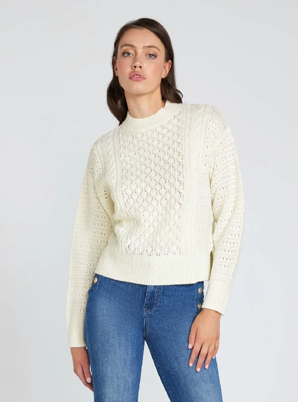 Cream White Long Sleeve Edwige Knit Top