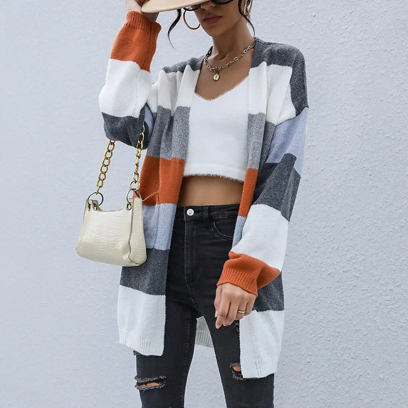 Fashion Casual Long Sleeve Colorblock Sweater Wholesale Cardigan