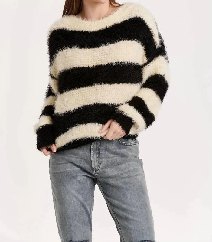 Isadora Striped Sweater In Black/cream