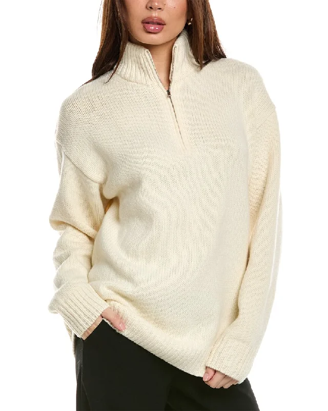 Theory Wool & Cashmere-Blend Half-Zip Pullover Sweater