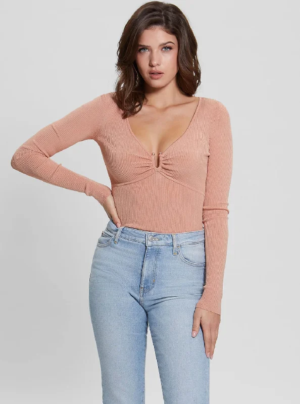 Pink Nicole Rib Knit Top