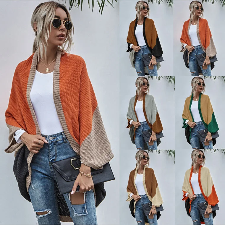 womens clothing 2022 American women's sweaters winter new loose knit cardigan languid lazy wind pocket long sweater coat