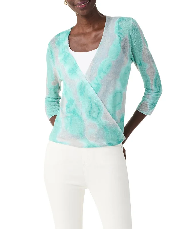 NIC+ZOE Watercolor Waves 4-Way Linen-Blend Cardigan