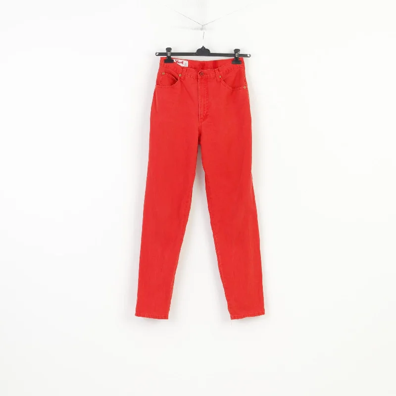 Yarell Women 12 40 Trousers Red Cotton Vintage Jeans Pants